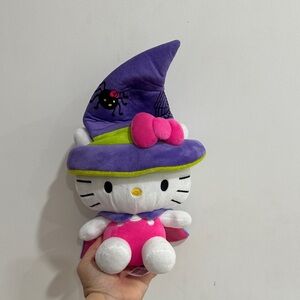 Hello Kitty Plush with Purple Witch Hat and Pink Outfit